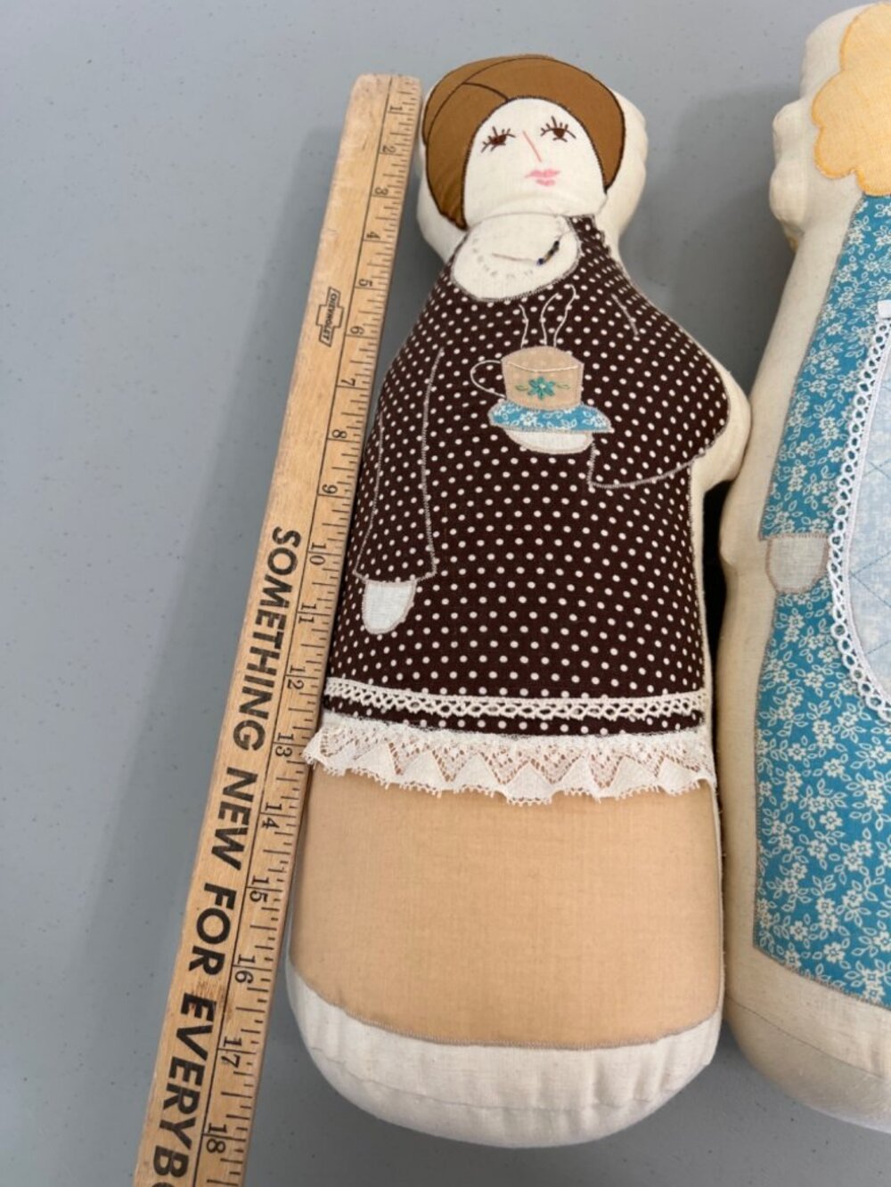 Vintage Handcrafted Folk Art Doll Set Prairie Victorian Cloth Dolls Cottagecore - Picture 4 of 10